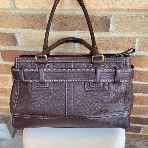 Coach Brown Hamptons Pebbled Leather Carry All (circa 2000s) - Picture 3 of 10